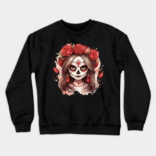 Cute Skull Girl - Halloween Design Crewneck Sweatshirt
